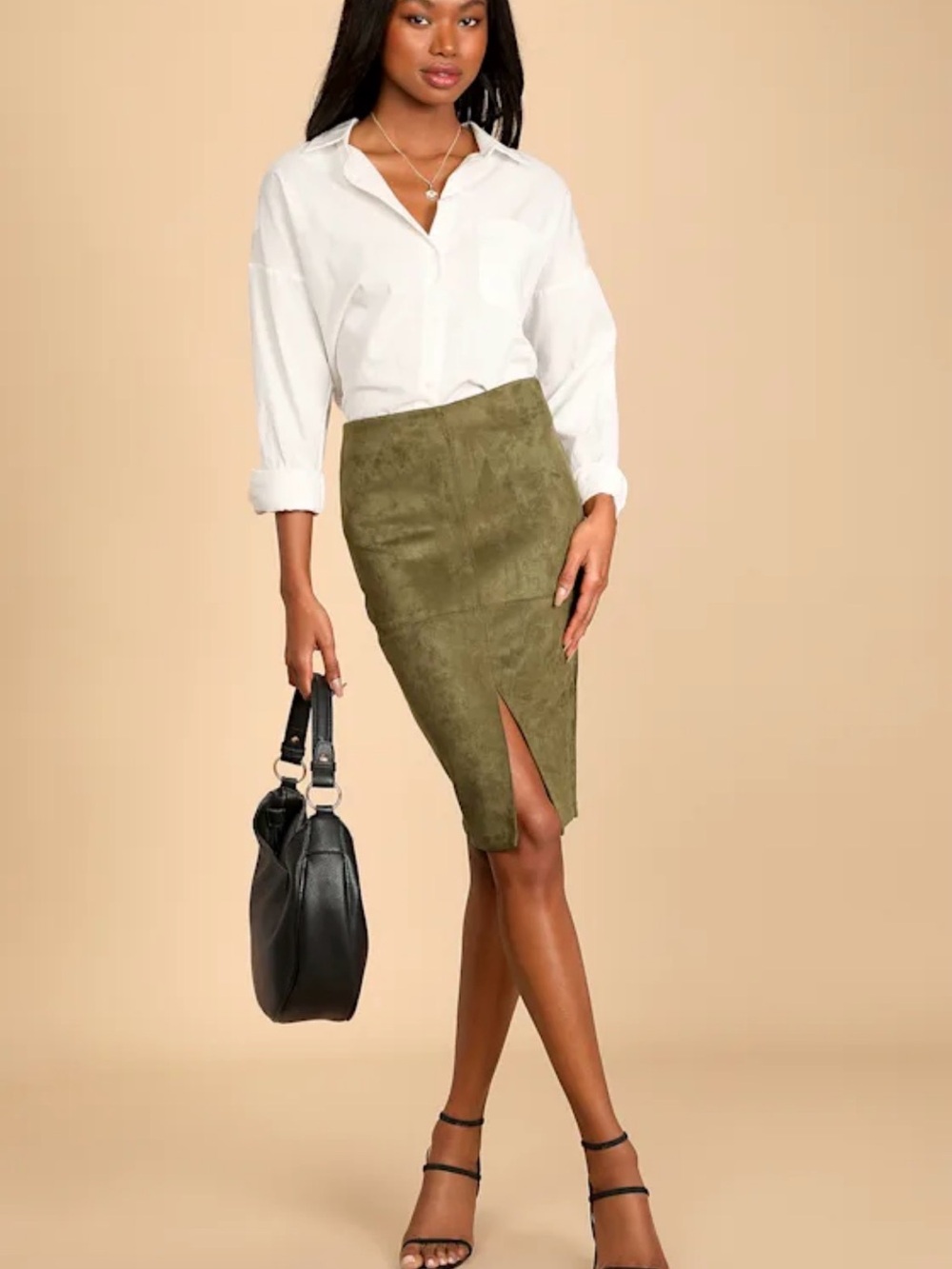 NWOT Lulus Total Allure Suede Pencil Skirt